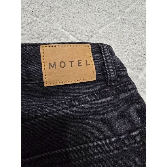 Motel Denim Black Split Bootleg High-Waist Jeans Women's L - Picture 9 of 12